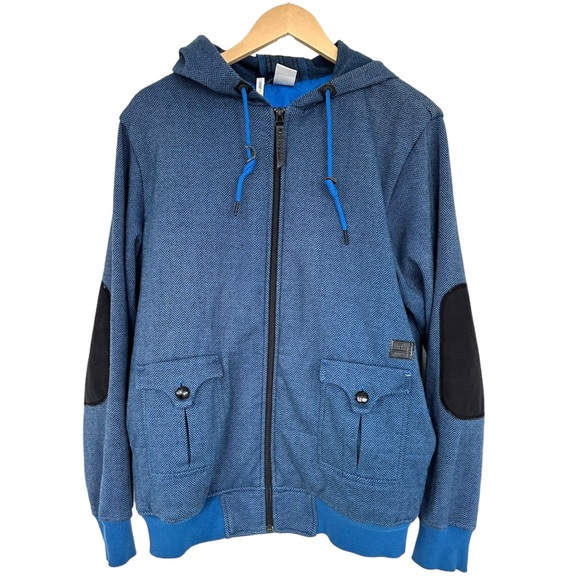 Adidas x David Beckham Blue Jacket Hoodie Elbow Patches Zip Front Size Medium - Picture 5 of 15